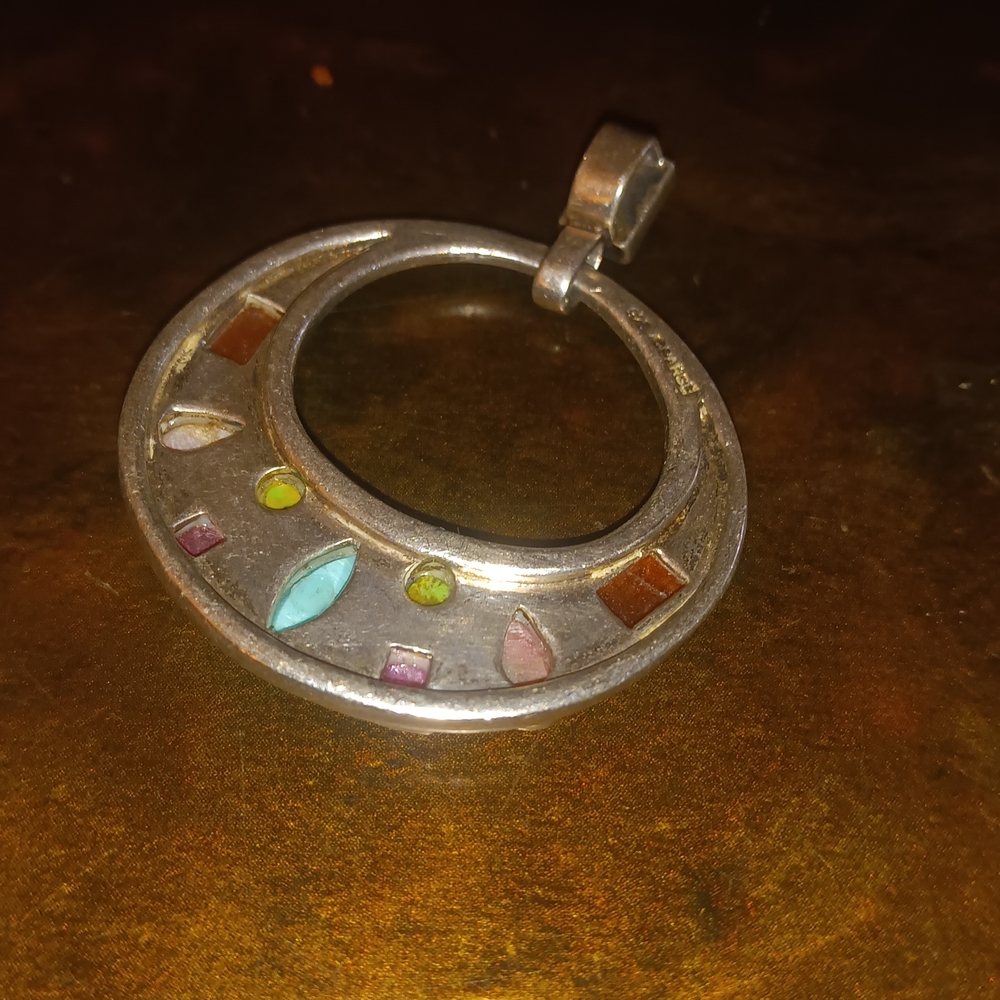 Multicolor Gemstone Silver Pendant - image 2